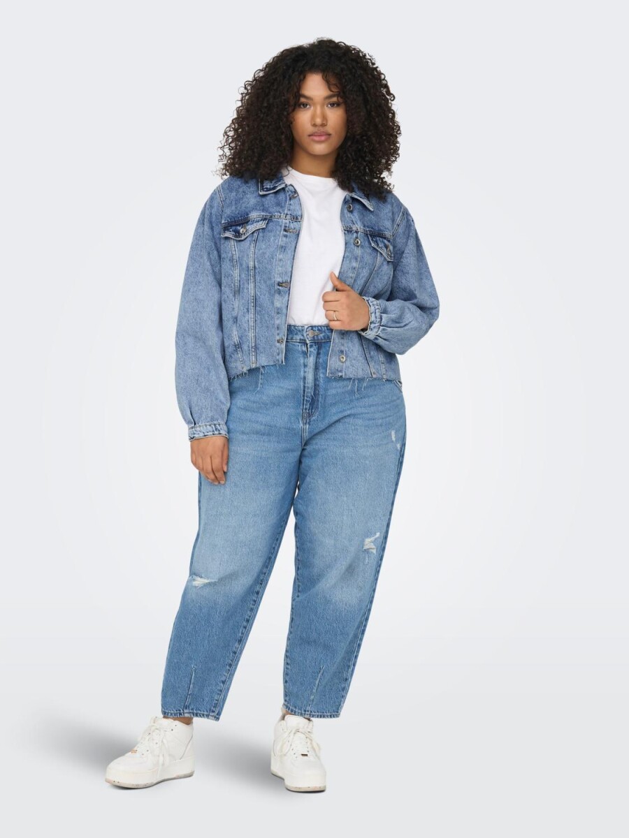 Chaqueta Cajsa Cropped - Light Medium Blue Denim 