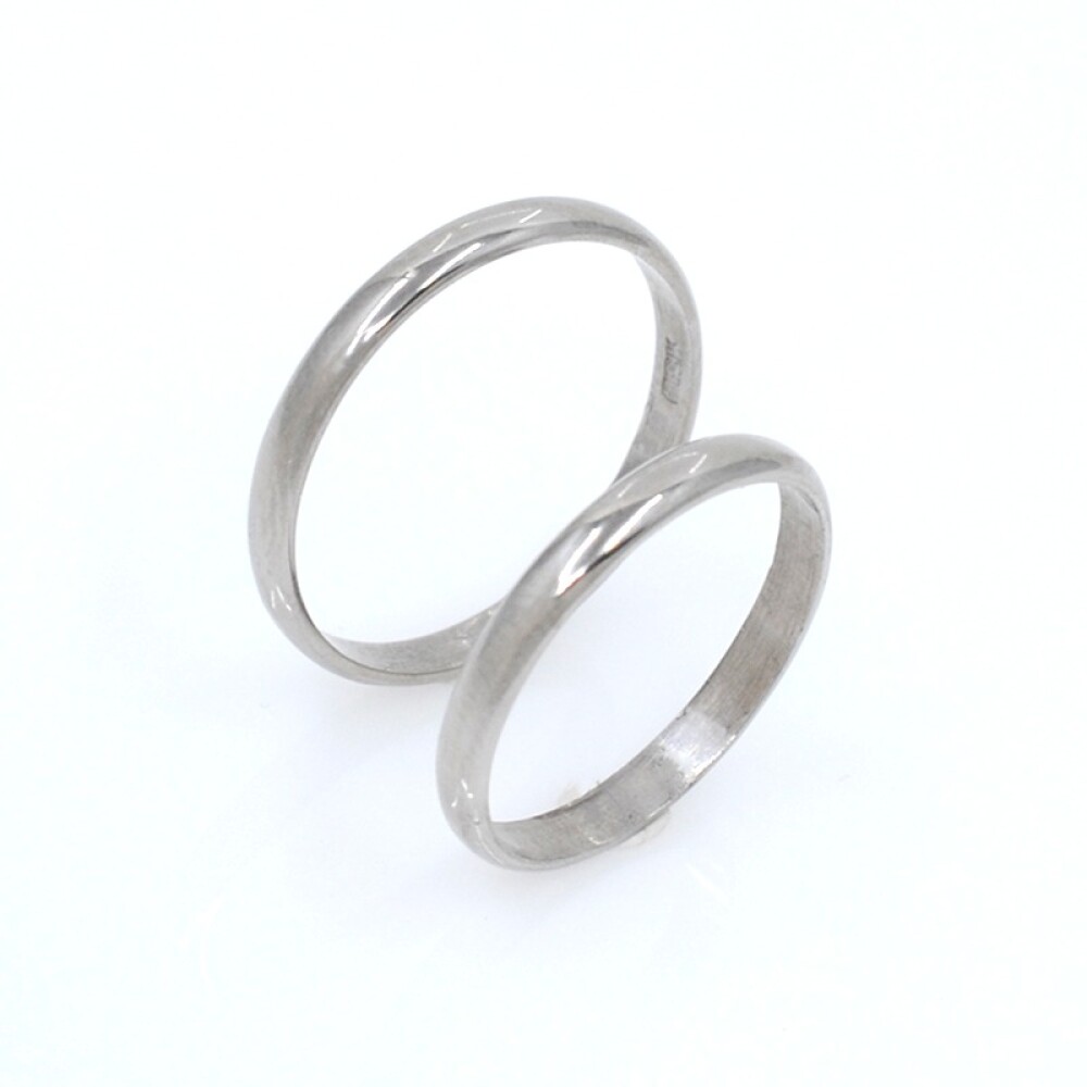Par de alianzas bombé clásico oro 18k blanco 2,5 mm Par de alianzas bombé clásico oro 18k blanco 2,5 mm