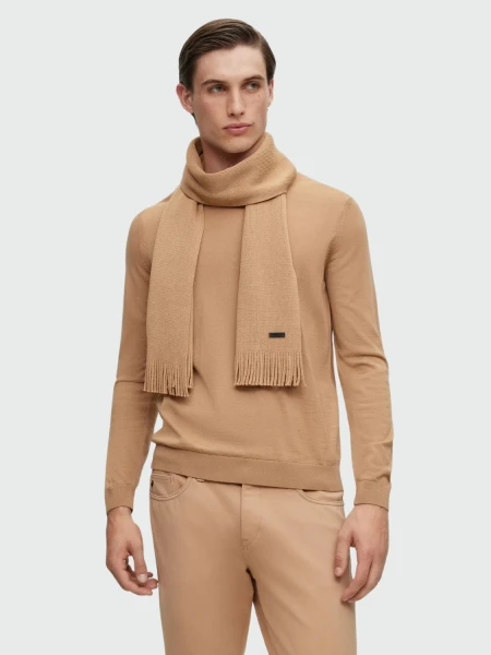 BOSS Bufanda de Punto Raschel en Lana Merino Beige