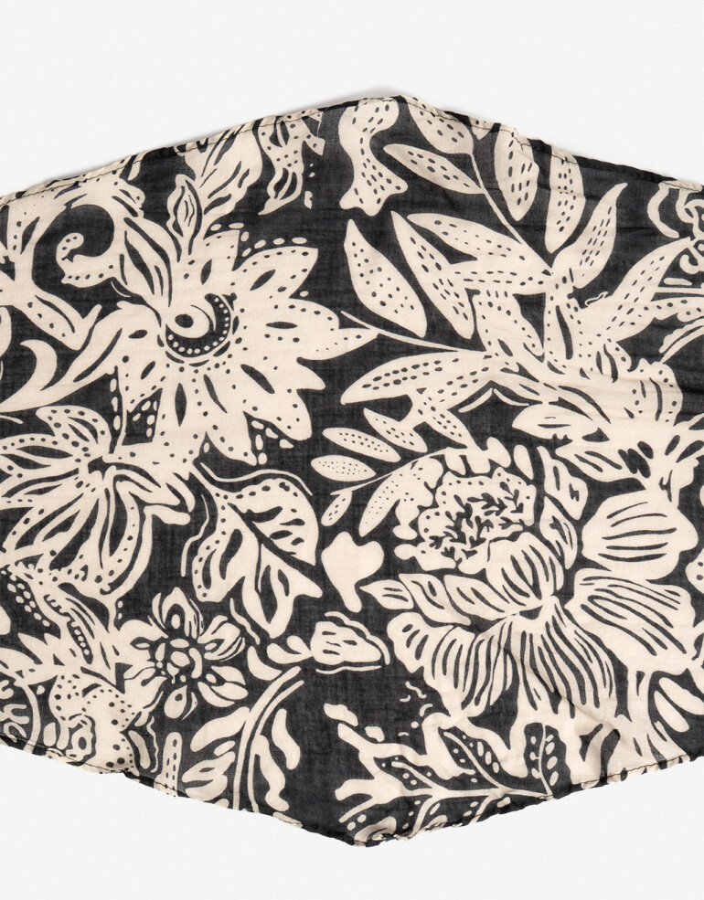 Pañuelos Raso Pañuelo Bicolor Con Estampa De Flores - Combinacion Bicolor