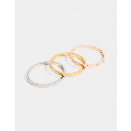 Pulseras Rígidas Sets Premium Gold Dorado Oro Rosa