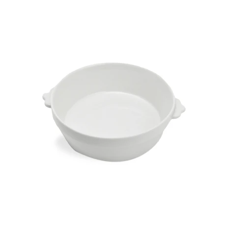 Consome de ceramica blanca hondo con asas Consome de ceramica blanca hondo con asas