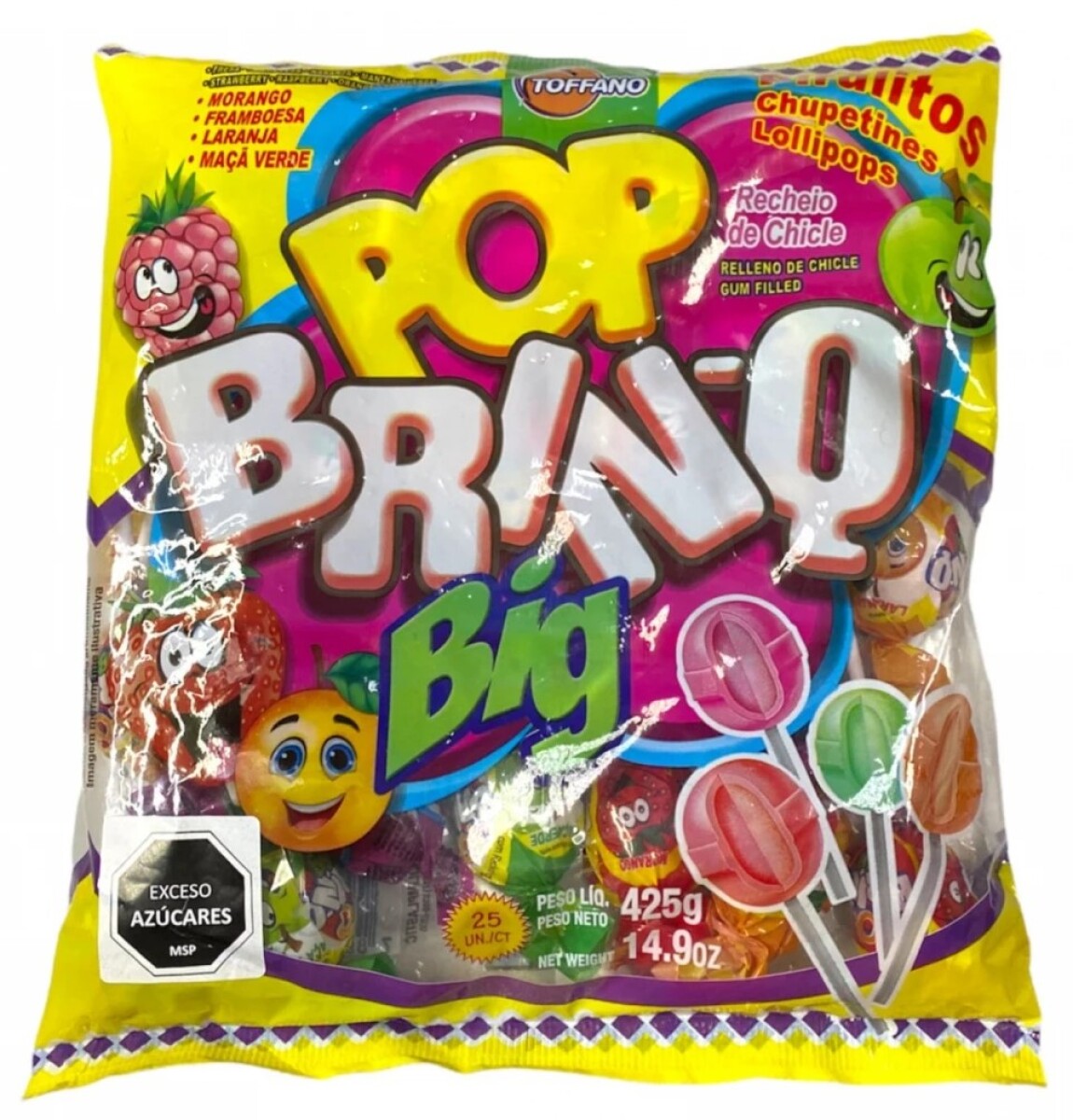CHUPETIN RELL MASTICABLE BRINQ 425G/25U FRUTAL 
