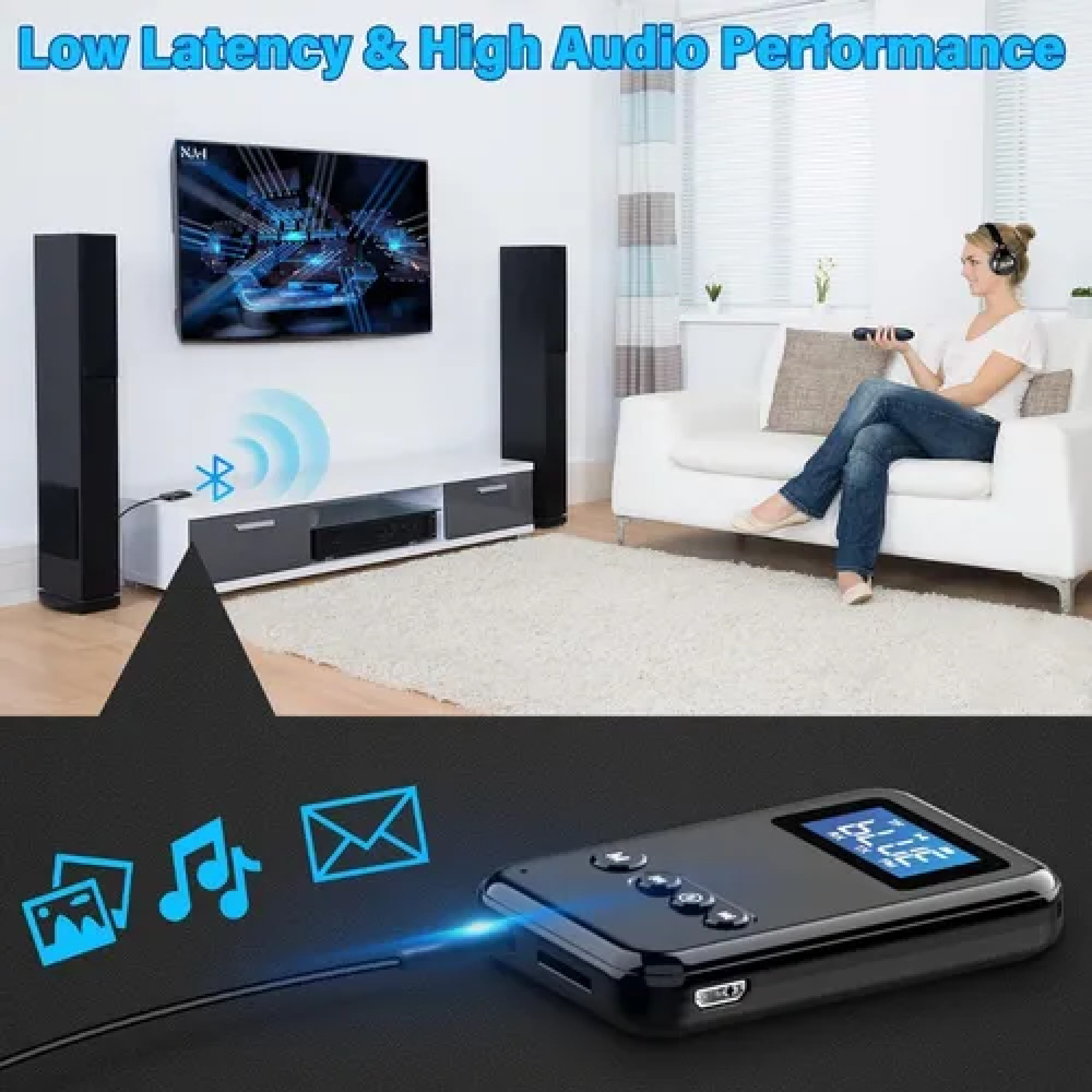 Transmisor/receptor Bluetooth 5.0 Lcd Para Pc, Tv, Bocina