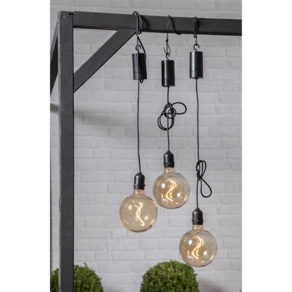 Globo LED deco. ámbar c/cable y gancho 4xAA IP44 EG3704