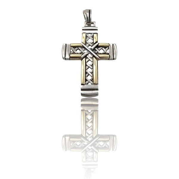 Dije Cruz Labrada-Plata 925 y Oro-Sin Piedra-CP5322 Sinpiedra