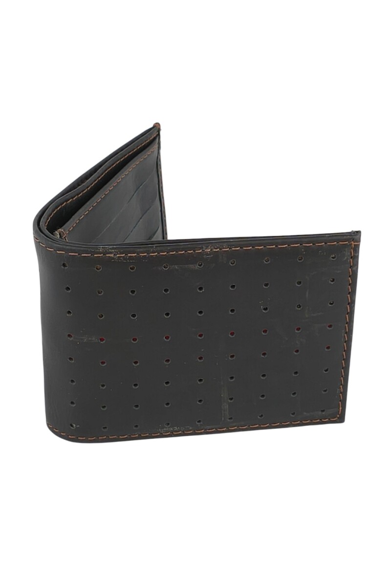 Billetera con de talle de tapa calada y vista de color Negro