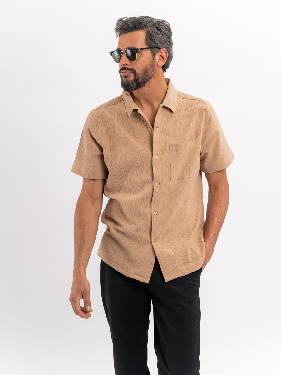 Camisa m/c bambula - beige 