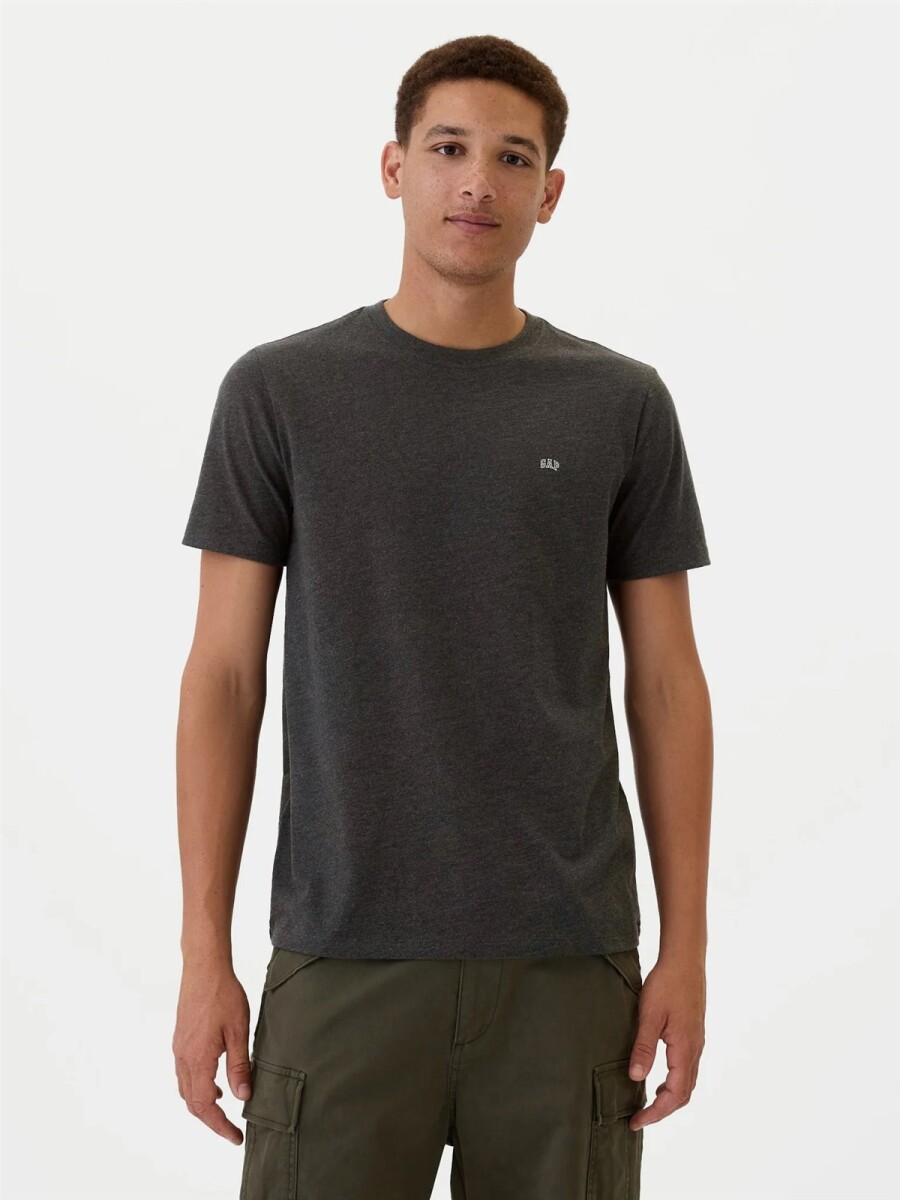 Remera Cuello Redondo Mini Logo Gap Hombre - Charcoal Heather 