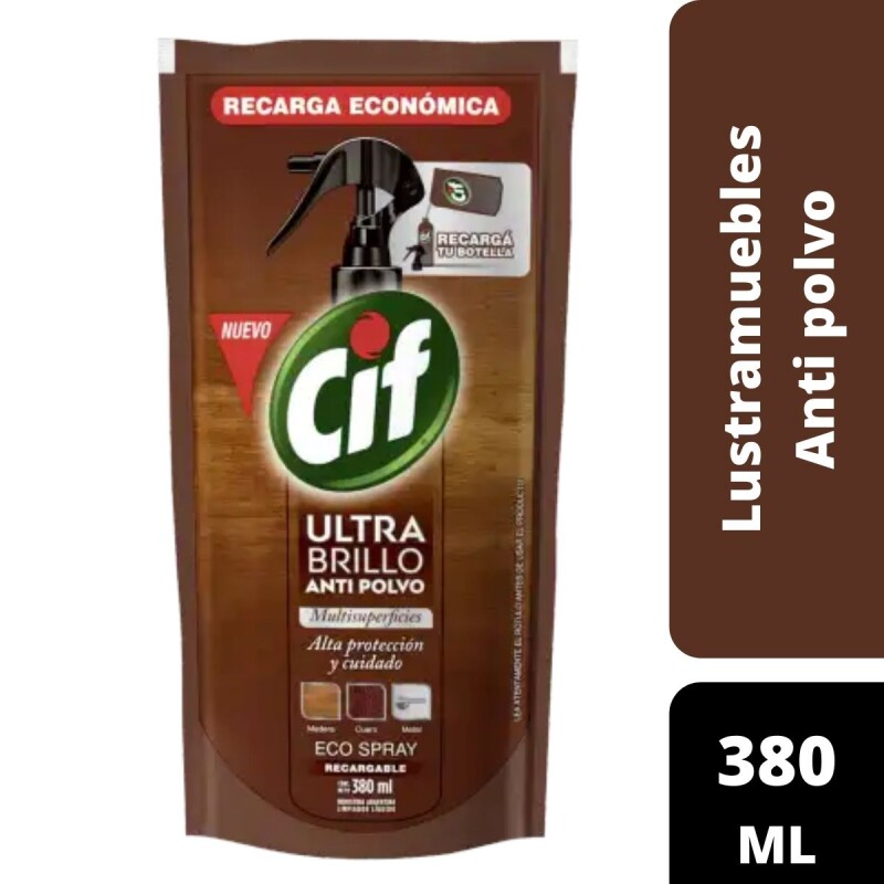 Lustramuebles Cif Ultra Brillo Anti Polvo Repuesto DP 380 ML