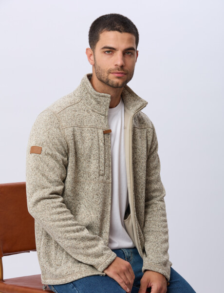 CAMPERA TEXTURADA CON INTERIOR EN POLAR Beige