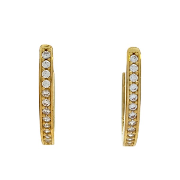 Caravanas aros curvos de zirconia y oro- Oro bajo - Zirconia- CA8157 conpiedra