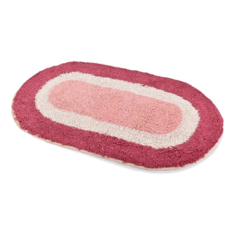 Alfombra Rosa Baño Ovalada 100% Algodón - 40x60 Alfombra Rosa Baño Ovalada 100% Algodón - 40x60