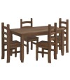 Juego De Comedor 4 Sillas Corona Madera Oscuro
