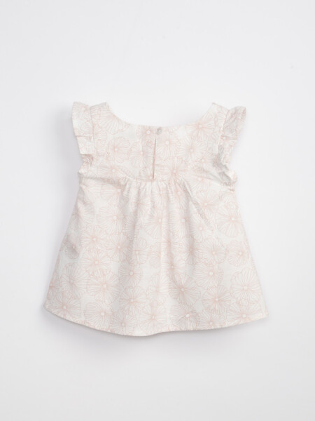 Blusa sin manga volados Flores Blanco