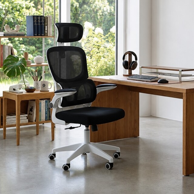 SILLA DE OFICINA ERGONÓMICA RECLINABLE CON APOYACABEZAS NEGRO