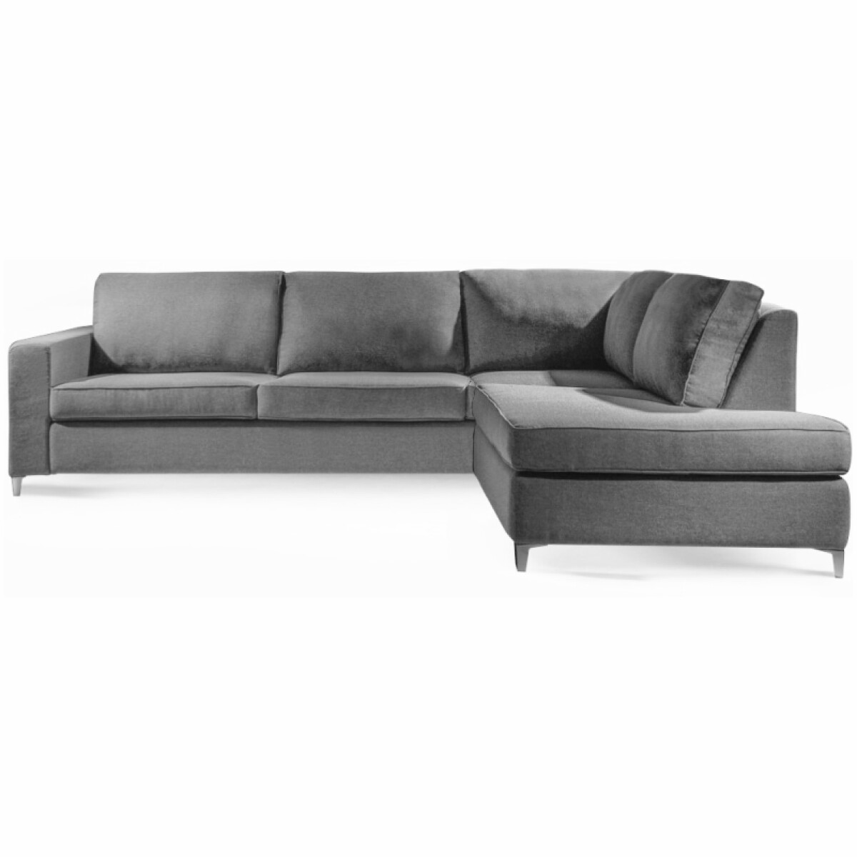 Sofá 4020 3 Cuerpos C/Chaise Tapizado en Tela Gris 