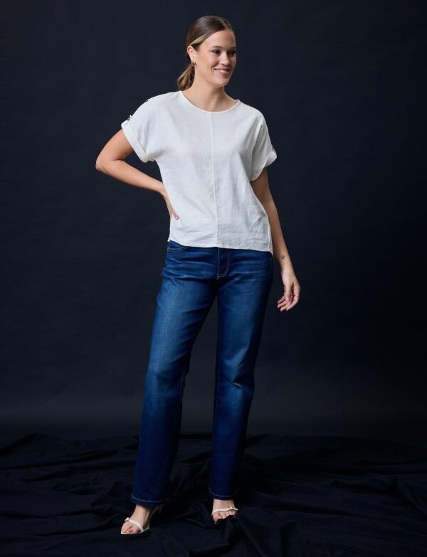 Blusa Lino Botones CRUDO