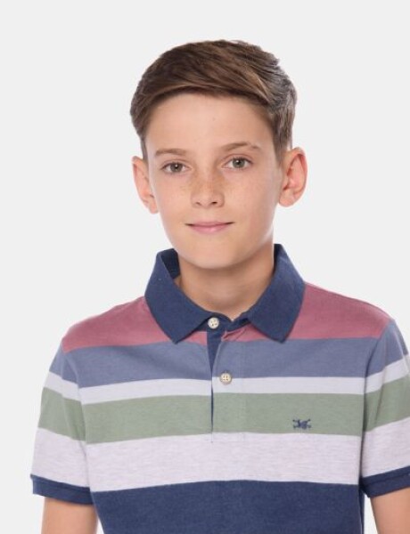 REMERA POLO RAYADA Rosado