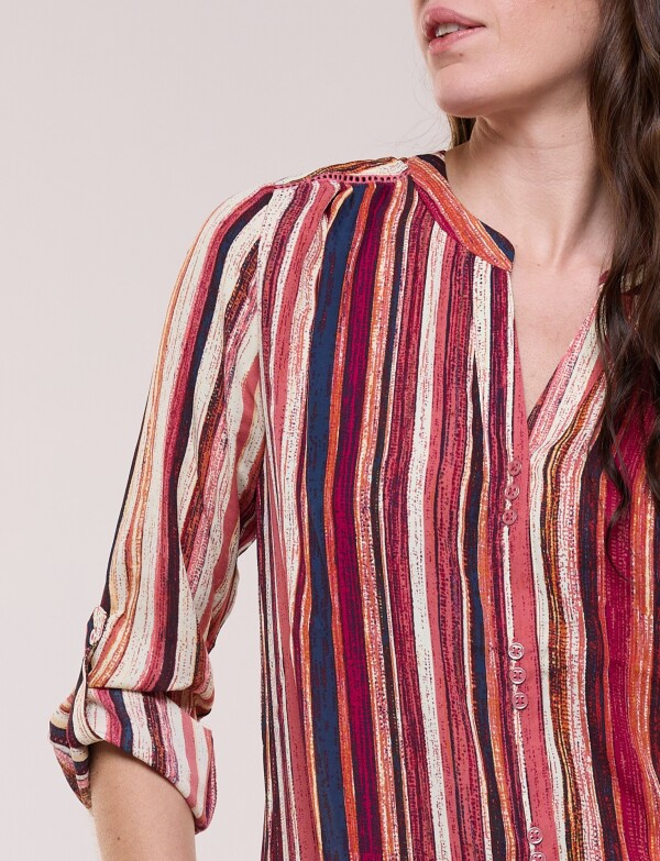 Blusa Gasa Print MULTI/ROJO