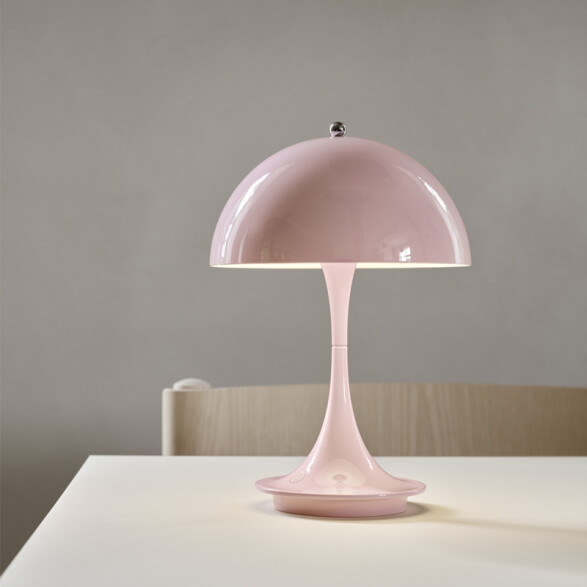 Lámpara de mesa hongo inalámbrica rosa USB cálida AI9867