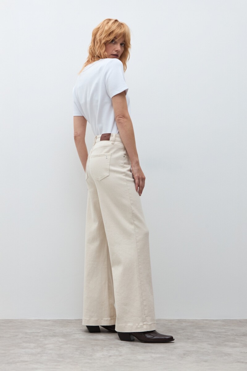 Jean wide leg Aria beige claro