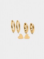 Set De Aros Con Corazón dorado