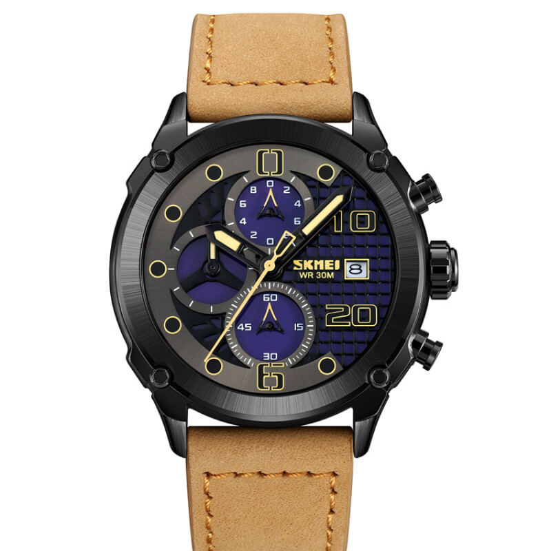 Reloj Skmei 2051BKLTBN Analógico Hombre Negro con Correa Marrón Claro Reloj Skmei 2051bkltbn Analógico Hombre Negro Con Correa Marrón Claro