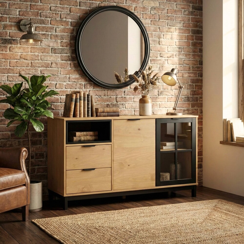 Aparador Bargueño Rack - Madera Maciza - Denise Aparador Bargueño Rack - Madera Maciza - Denise