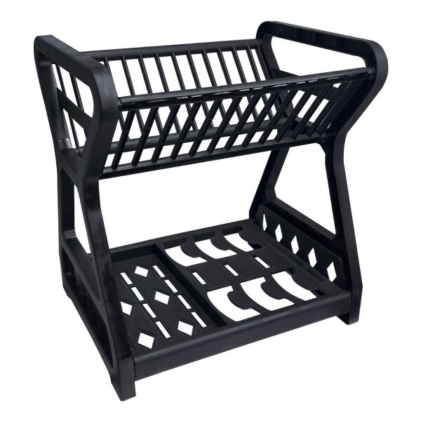 Escurridor Platos Vajilla Cubiertos Vasos 2 Pisos 12 Compart Variante Color Negro