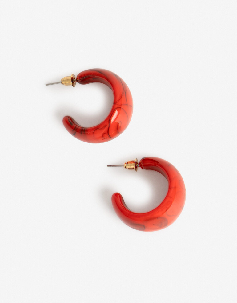 Aros Argollas Acrilico Argollas Resina Rojo - Rojo Medio