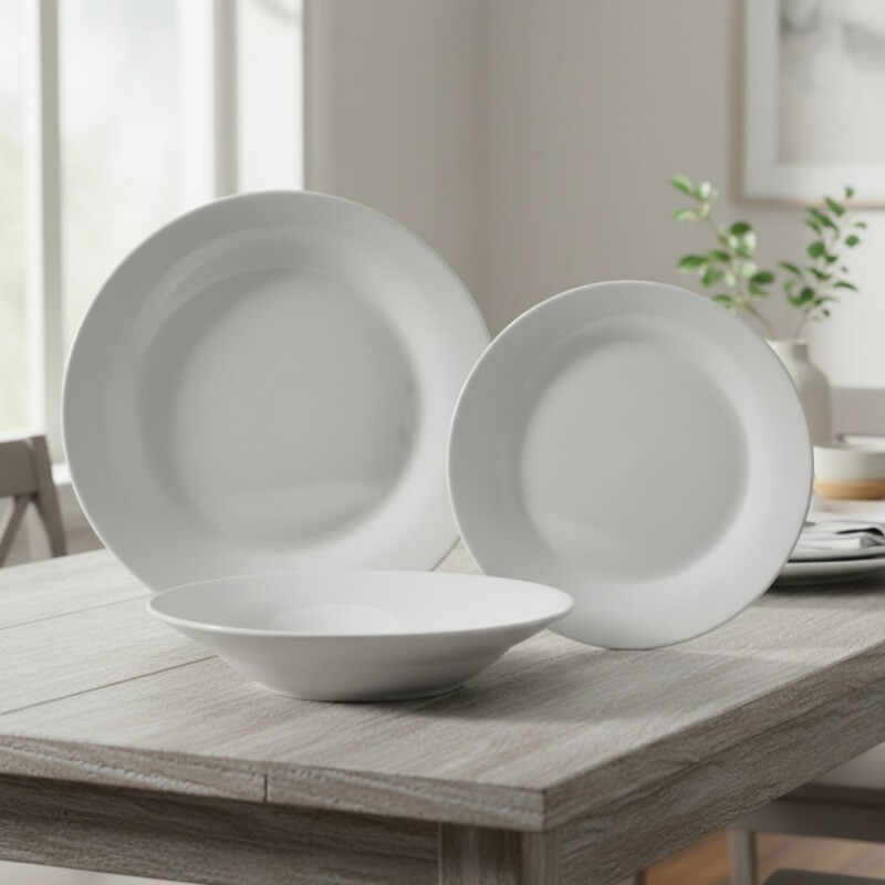 Juego Vajilla 12pcs cerámica D25/18/20cm BLANCO
