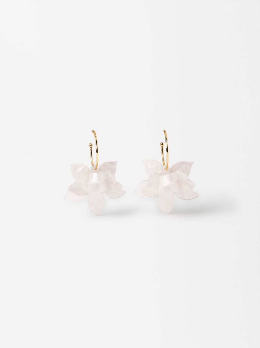 Aros Abiertos Con Maxi Flor - rosa 