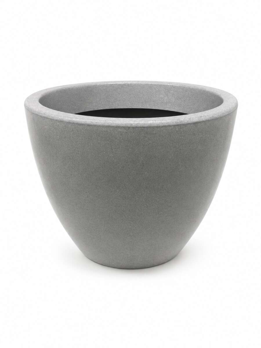 MACETA REDONDA BAJA PLASTICA 30X22 - GRIS CLARO 