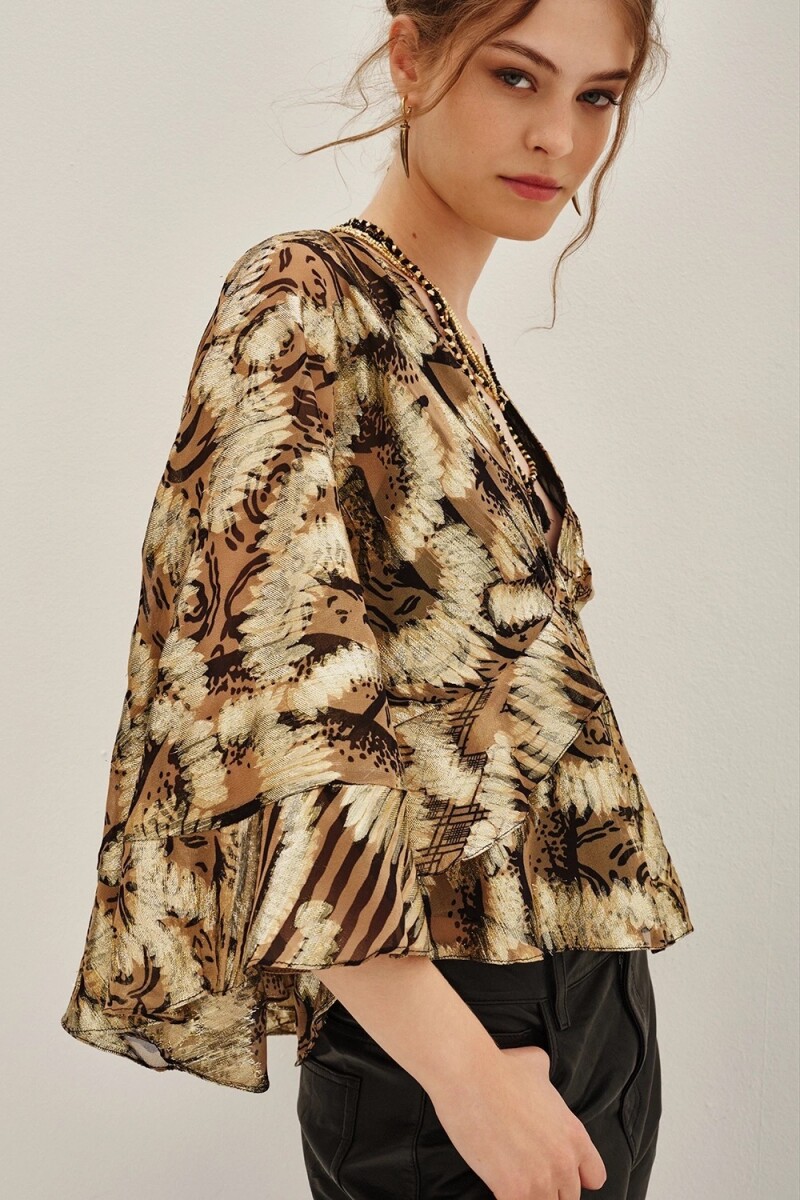 Camisa Isabella Gaelle Lurex Dorado