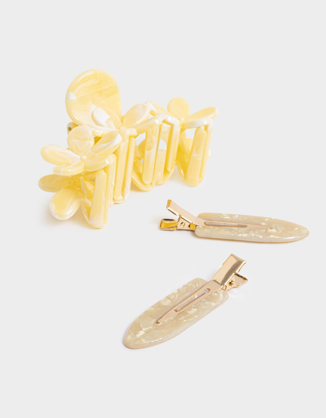 Accesorios Pelo Set Con flores Set De Broches - Amarillo Claro