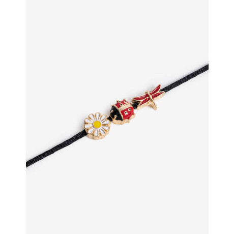 Pulsera Cordón Y Dijes Dorado