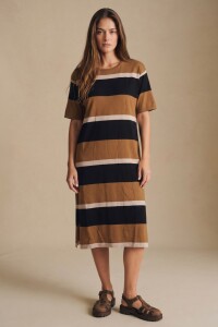 Vestido Tejido A Rayas Negro