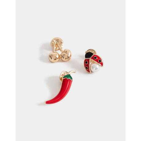 Set De Prendedores Esmaltados Dorado