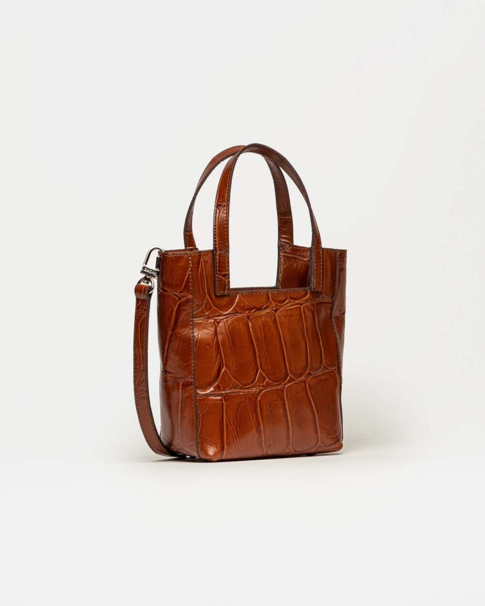 Mini Bag The Icon en cuero grabado big croco Cuoio
