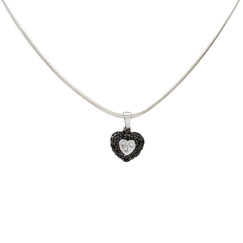 Dije Colgante corazón-Plata quemada 925-Piedra zirconia y marquesita-CP3690 sinpiedra