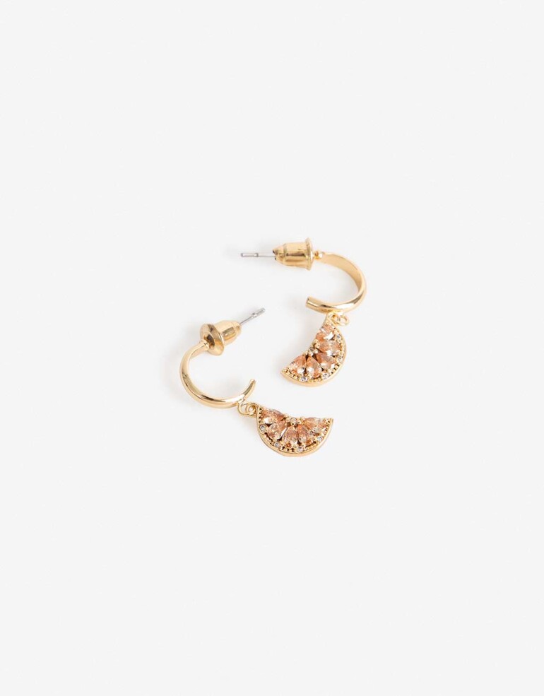 Aros Argollas Cubic zirconia Aros Argolla Frutas Cubic Zirconia - Dorado
