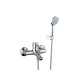 Ducha Exterior De Bronce Con Volante Palito Con Telefono, Flexible Y Soporte