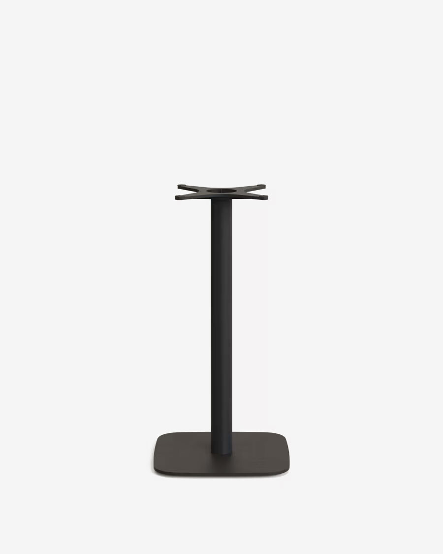 Mesa redonda alta de exterior Dina negro con pie de metal acabado pintado negro Mesa redonda alta de exterior Dina negro con pie de metal acabado pintado negro