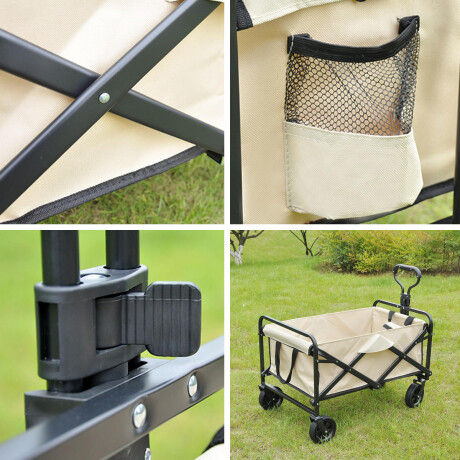 Carro plegable de carga multiuso con ruedas y manija – Tela resistente y estructura metálica -70x45x44cm Blanco