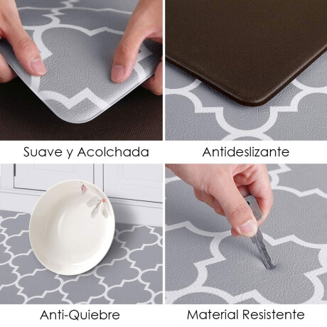 Set 2 Alfombras P/ Cocina O Baño Pvc Tatami Acolchado Gris