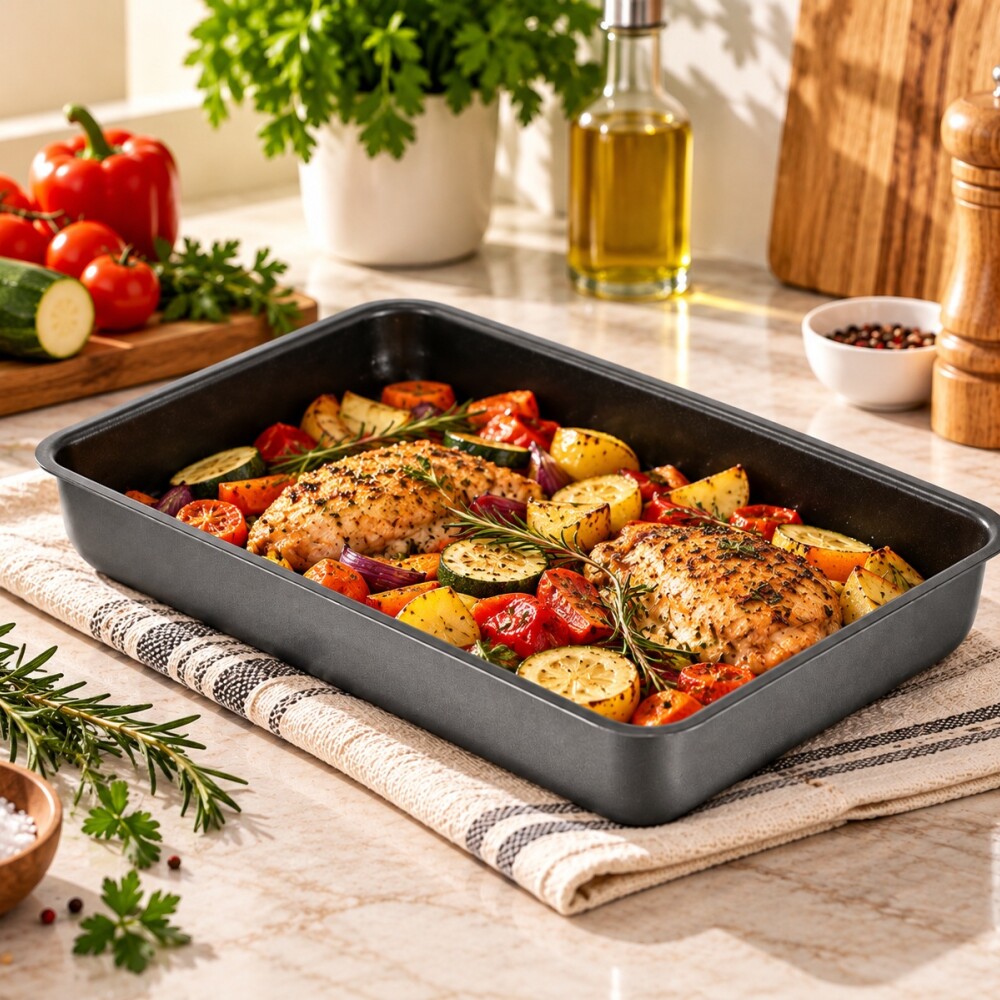 Grafito Asadera chica 31x22x4 cm CHEFF-FLON Grafito Asadera chica 31x22x4 cm CHEFF-FLON