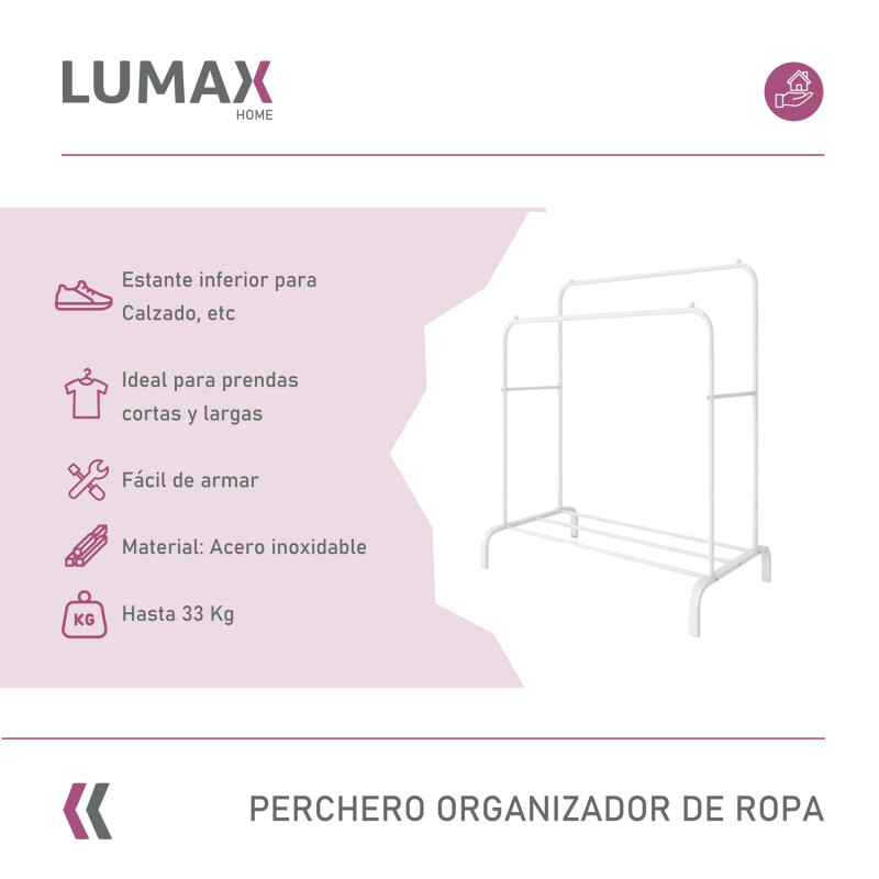 Perchero Organizador de Ropa Closet Hogar de Metal Blanco