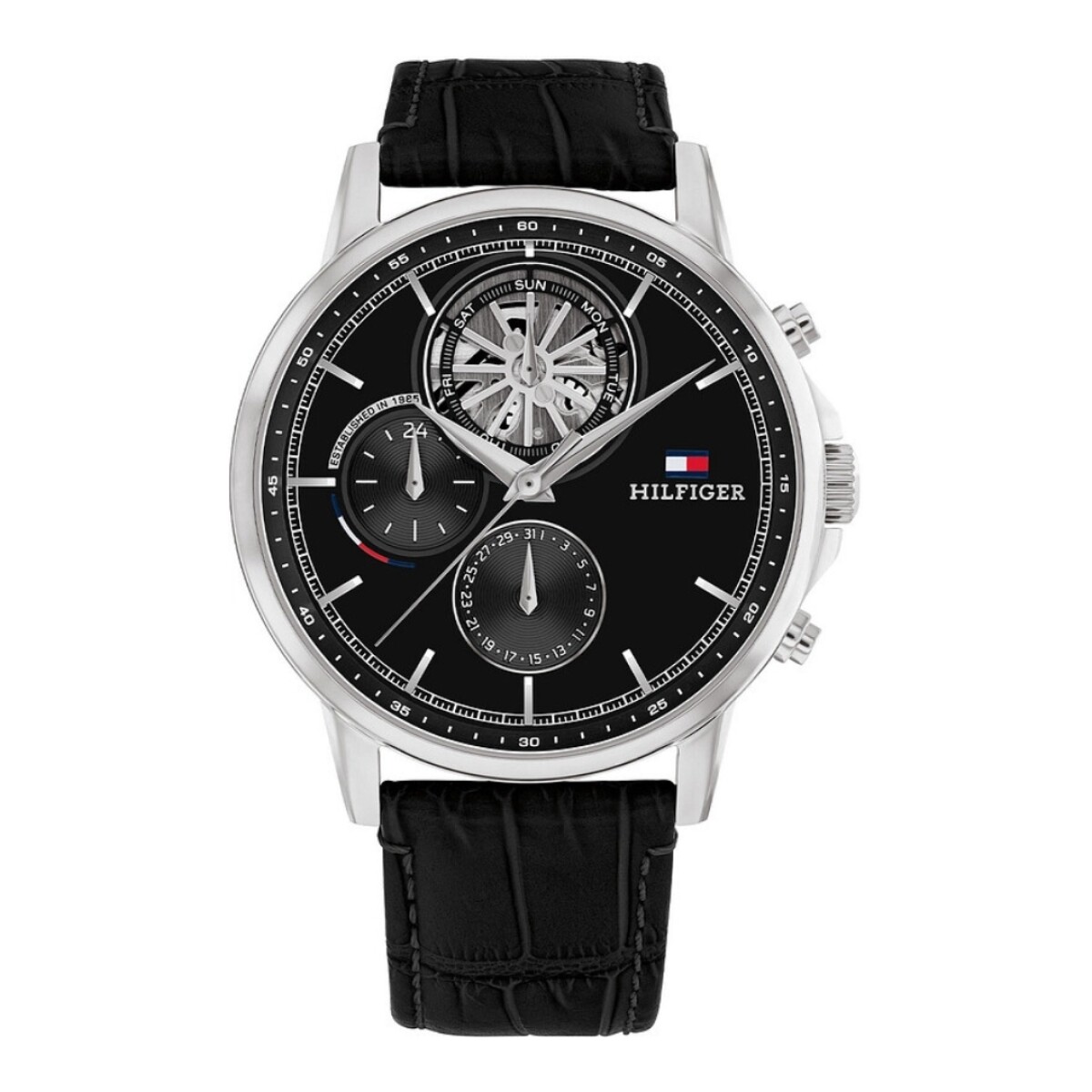 Reloj Tommy Hilfiger Para Hombre De Acero Inoxidable Y Cuero Negro 1710605 
