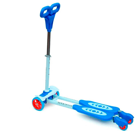 Monopatín Tripatín Tijera Regulable 4 Ruedas Infantil Azul